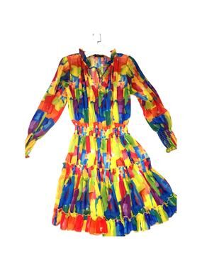Multicolor Ruffle Tiered Mini Dress Size L